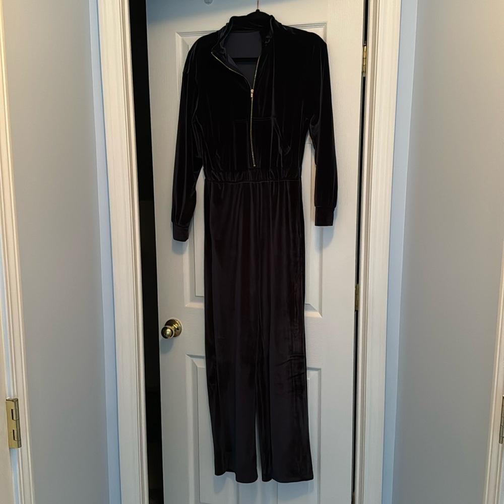 Fabletics Blue Velour Jumpsuit